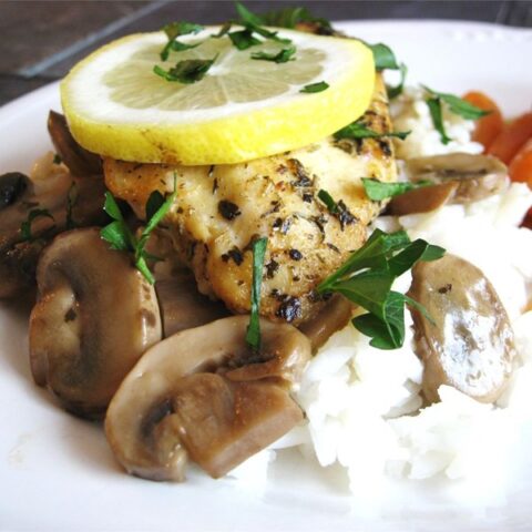 Baked Lemon Chicken with Mushrooms